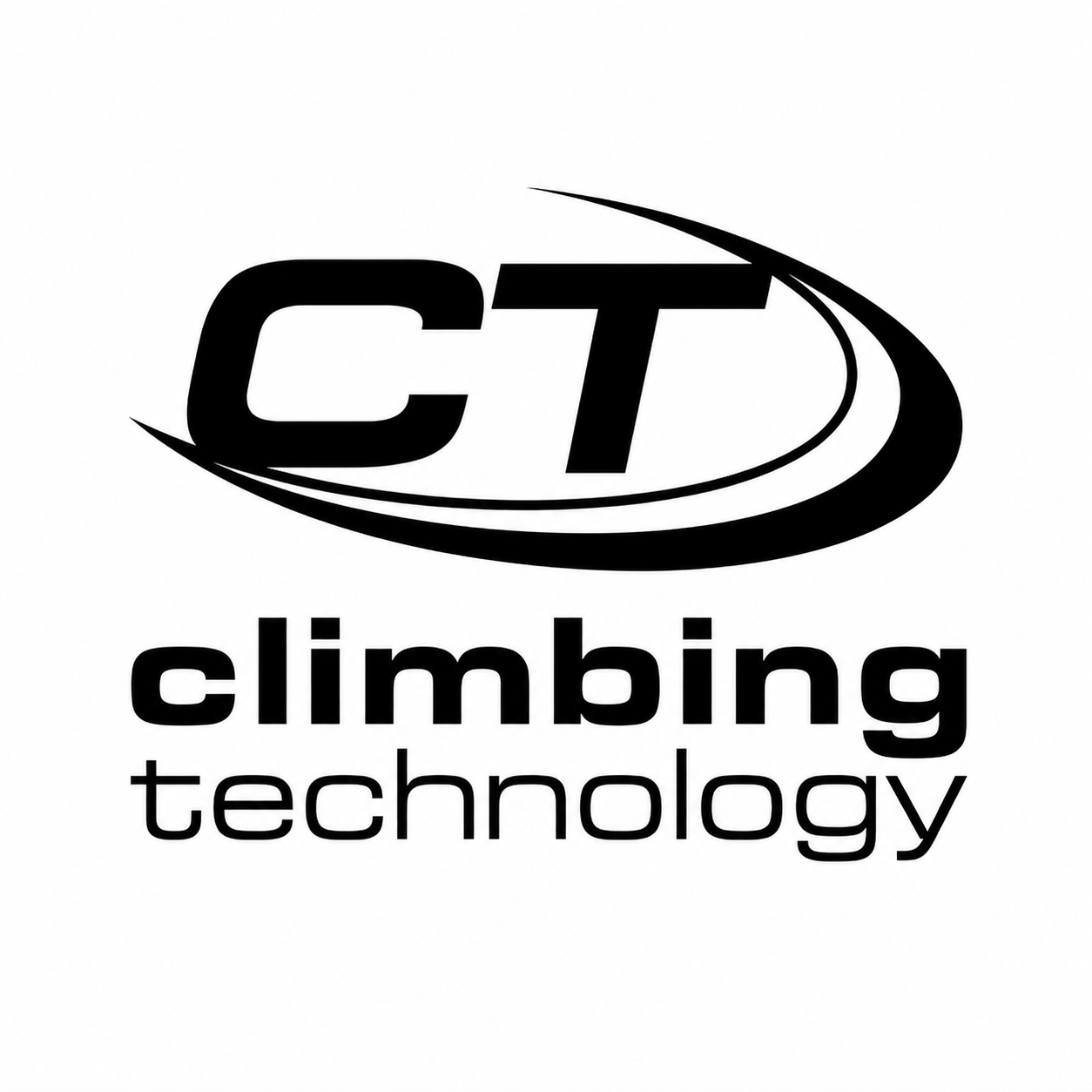 ct logo with curved stripes and climbing technology written in black on white background