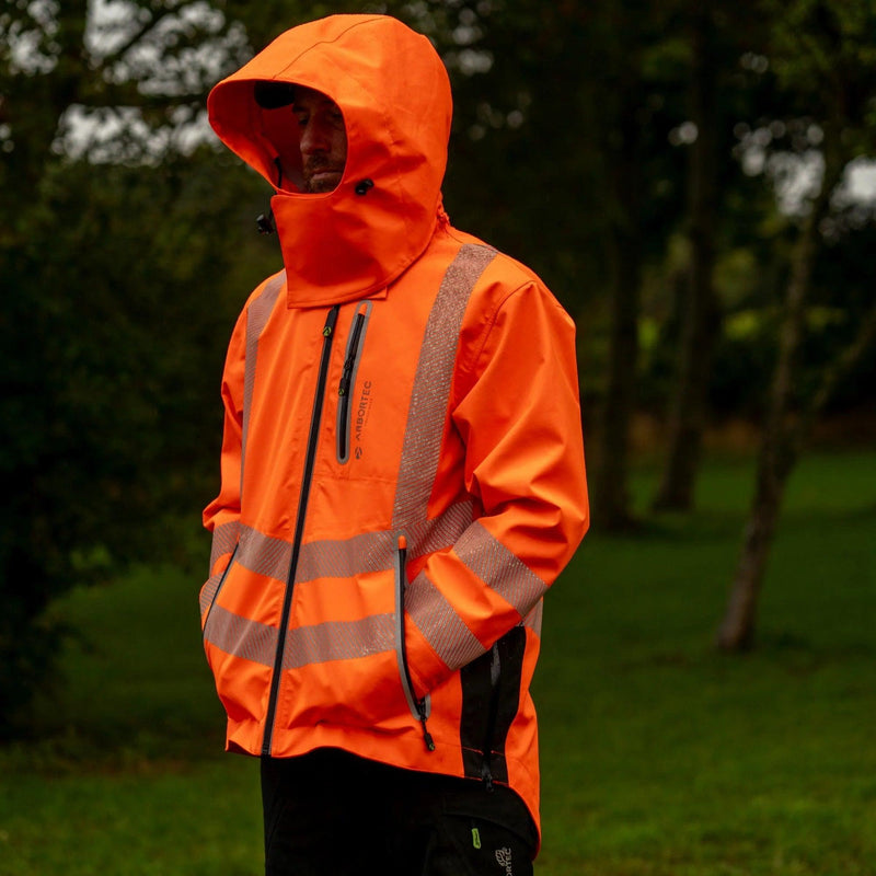 Arbortec Full Zip Waterproof Work Jacket - Hi-Vis Orange