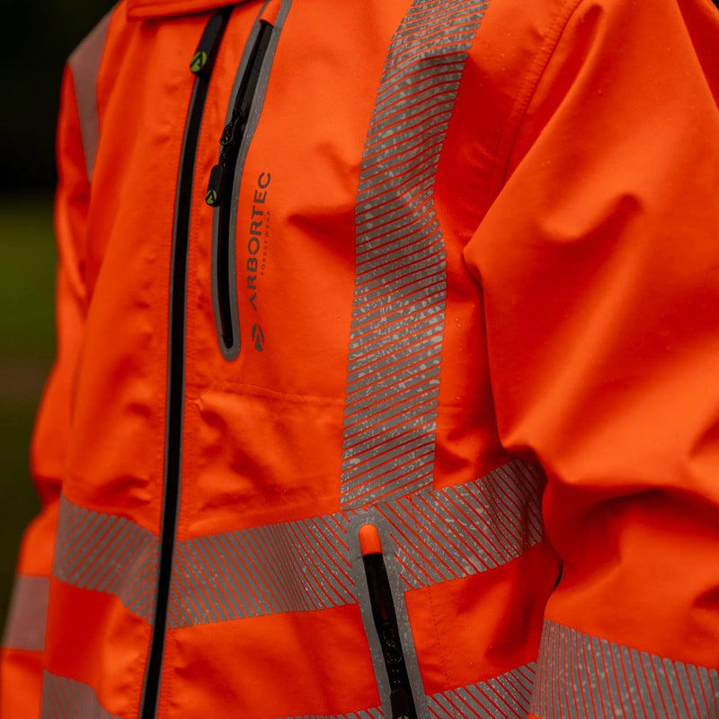 Arbortec Full Zip Waterproof Work Jacket - Hi-Vis Orange