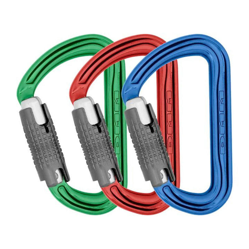 DMM Shadow Locksafe 3 Way Carabiner - 3 Pack -Blue / Red / Green