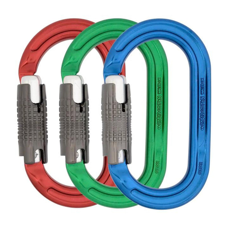 DMM Ultra O Locksafe 3 Way Carabiner - 3 Pack - Blue / Red / Green