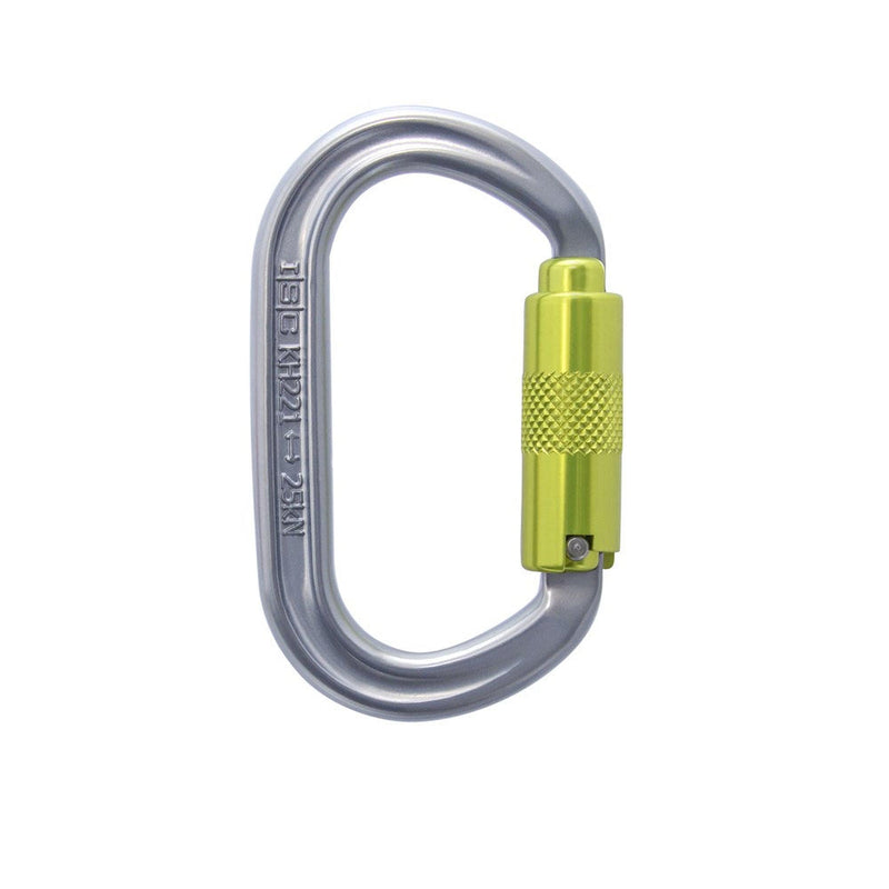 ISC Oval Aluminium 3 Way Carabiner 3 Pack - Titanium / Lemon