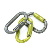 ISC Oval Aluminium 3 Way Carabiner 3 Pack - Titanium / Lemon