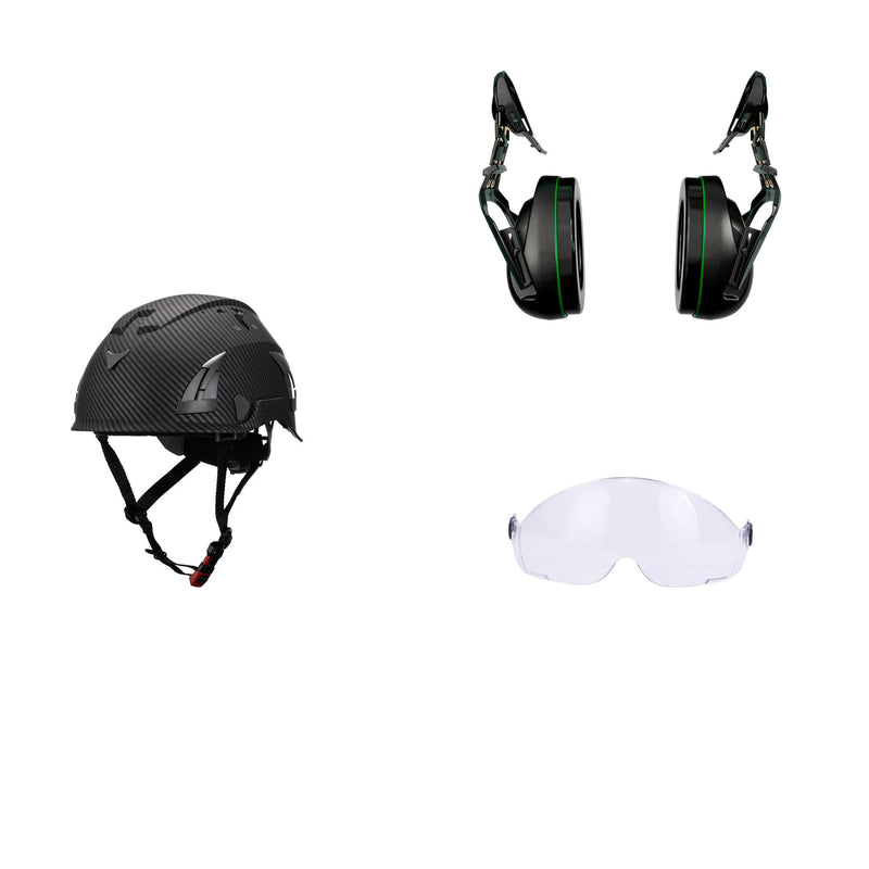 LAND AeroPro Arborist Helmet Combo - 31SNR Ear Defenders and Clear Pilot Visor