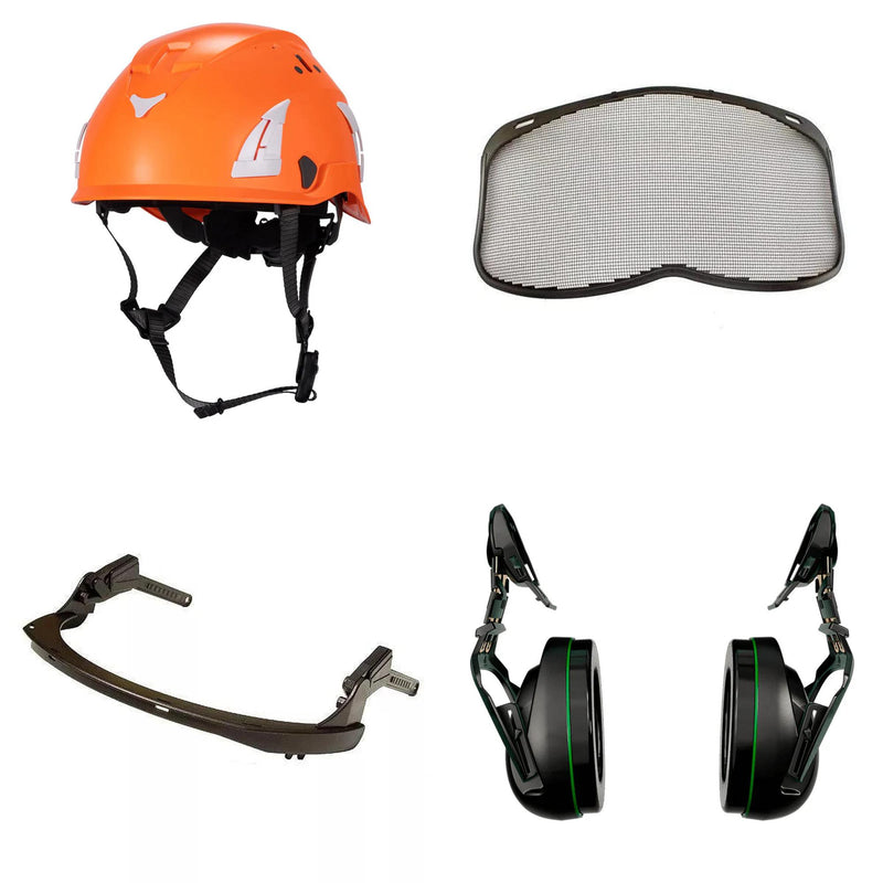 LAND AeroPro Arborist Helmet Combo - 31SNR Ear Defenders and Mesh Visor