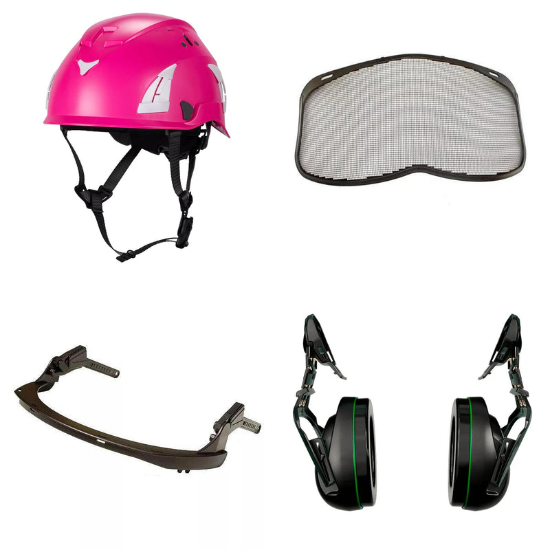 LAND AeroPro Arborist Helmet Combo - 31SNR Ear Defenders and Mesh Visor