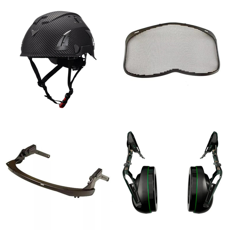 LAND AeroPro Arborist Helmet Combo - 31SNR Ear Defenders and Mesh Visor