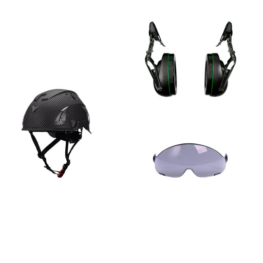 LAND AeroPro Arborist Helmet Combo - 31SNR Ear Defenders and Smoke Pilot Visor