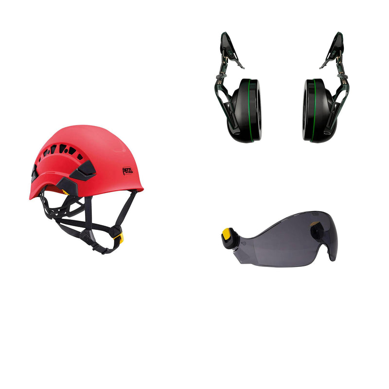 Petzl Vertex Vent Arborist Helmet Combo - 31SNR Ear Defenders and Vizir - Shadow
