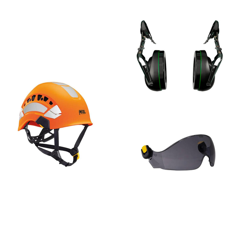 Petzl Vertex Vent Arborist Helmet Combo - 31SNR Ear Defenders and Vizir - Shadow