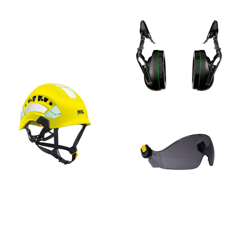 Petzl Vertex Vent Arborist Helmet Combo - 31SNR Ear Defenders and Vizir - Shadow