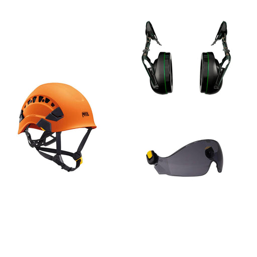 Petzl Vertex Vent Arborist Helmet Combo - 31SNR Ear Defenders and Vizir - Shadow