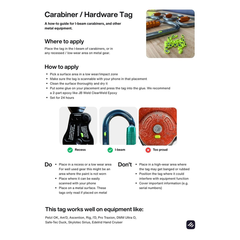 Scannable Carabiner / Hardware NFC Tag (50 Pack)