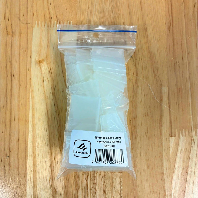 Scannable Clear Heat Shrink - 15mm x 30mm Length (50 pack)