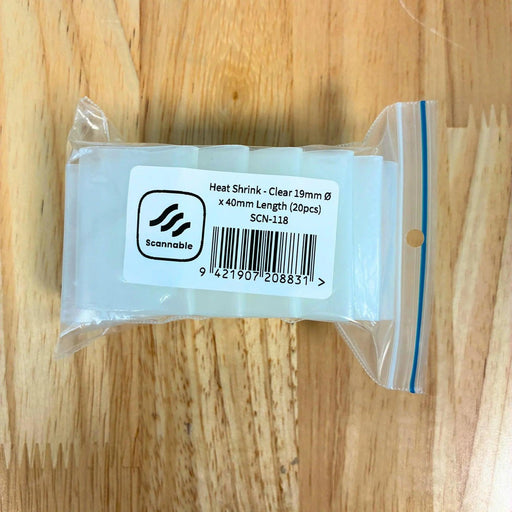 Scannable Clear Heat Shrink - 19mm x 40mm Length (20 pack)