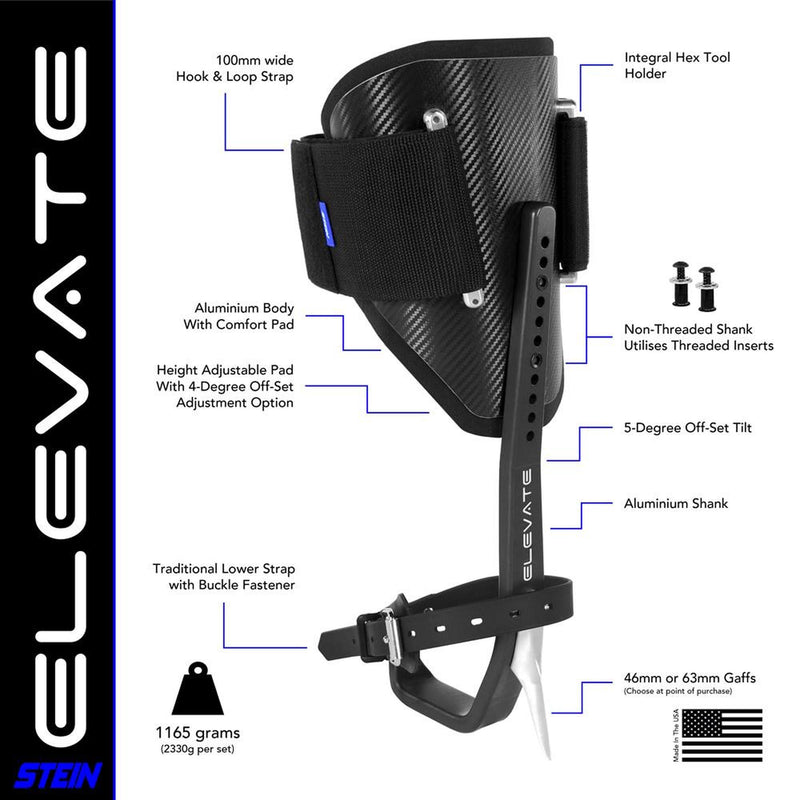 Stein ELEVATE Climbing Spurs / Spikes Kit with Velcro Pads - Black