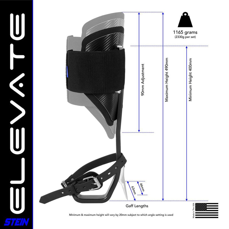 Stein ELEVATE Climbing Spurs / Spikes Kit with Velcro Pads - Black
