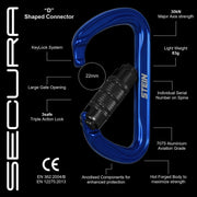 Stein Secura D 3 Way Carabiner - Gold