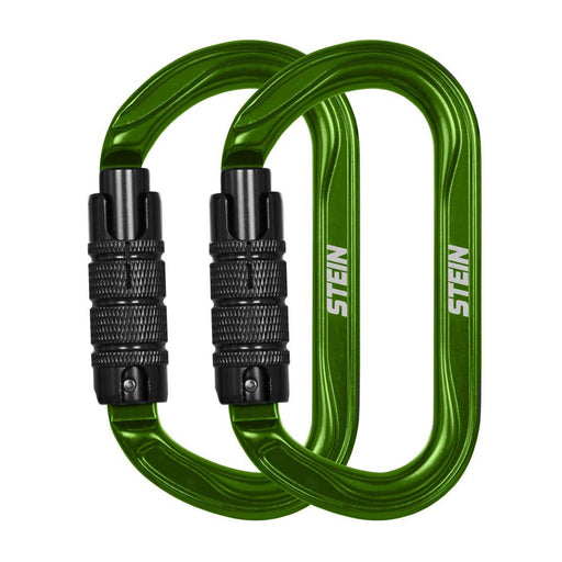 Stein Secura OVAL 3 Way Carabiner - Green - Twin Pack