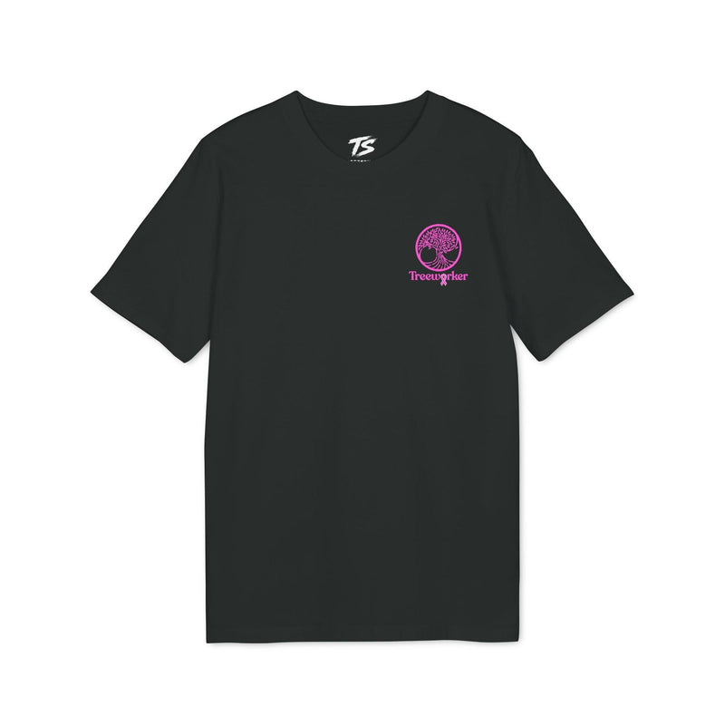 Treeworker Pink Ribbon Chest Logo Organic Cotton T-Shirt - Black/Pink
