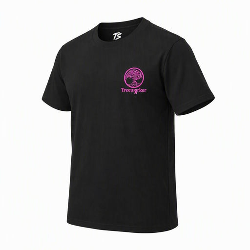 Treeworker Pink Ribbon Chest Logo Organic Cotton T-Shirt - Black/Pink