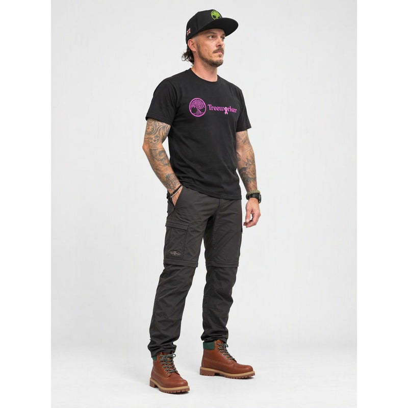 Treeworker Pink Ribbon Full Logo Organic Cotton T-Shirt - Black/Pink