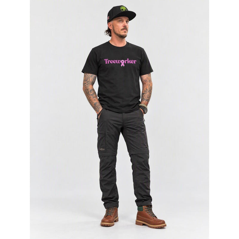 Treeworker Pink Ribbon Logo Organic Cotton T-Shirt - Black/Pink