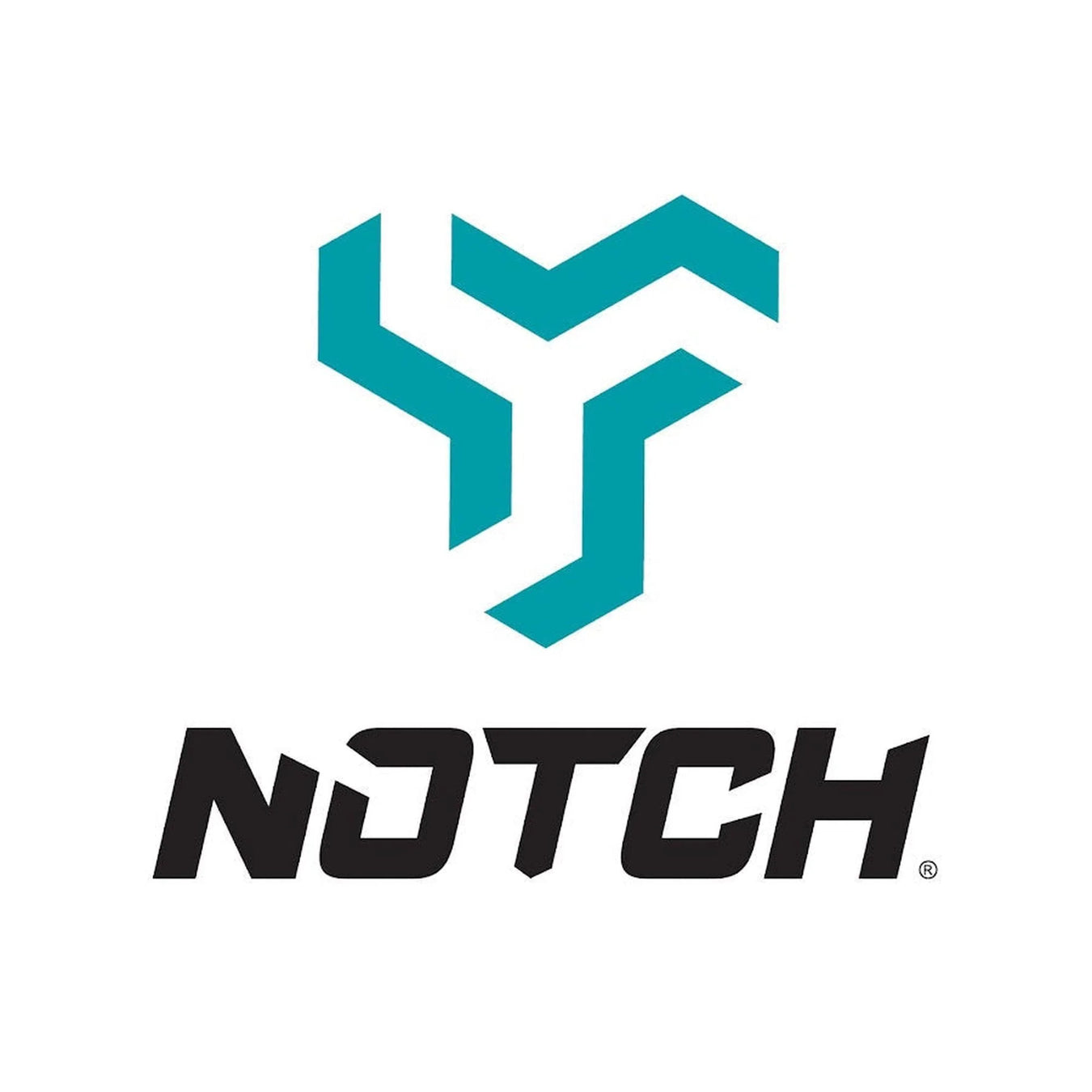 Try blade logo in turquoise with Notch written in black on a white background